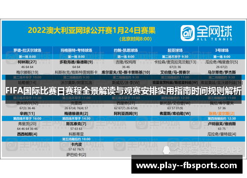 FIFA国际比赛日赛程全景解读与观赛安排实用指南时间规则解析